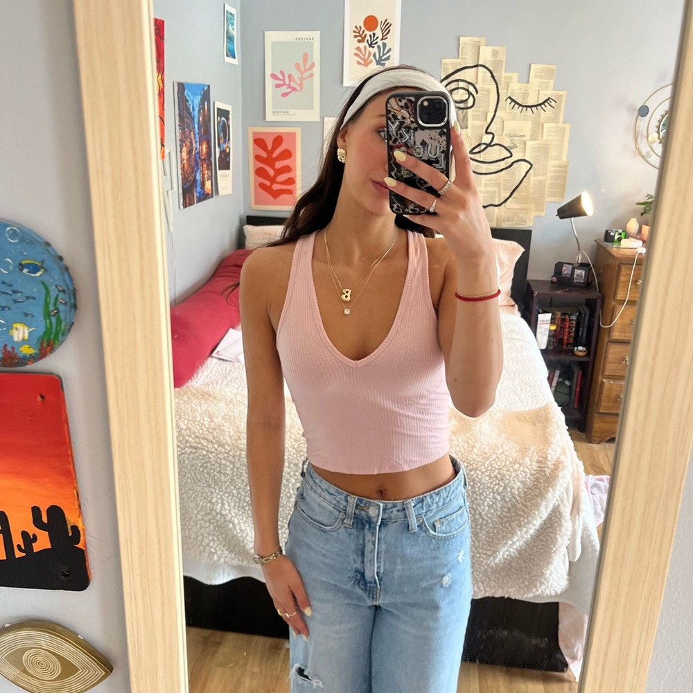 Pink Ribbed Tank Top - Picture 2 of 3